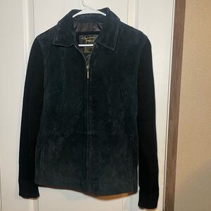 Vintage Fabio Black Suede Leather And  Knit Sleeve Women’s Jacket Full Zip Sz L